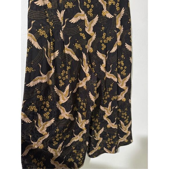 Anthropologie Traffic People black and Gold bird print casual jumpsuit XL - Picture 4 of 7